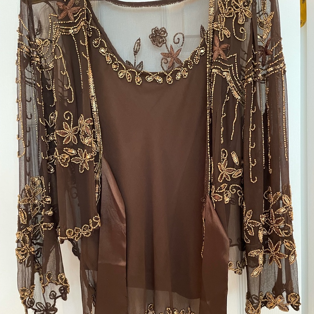 Sheer and beaded evening set.